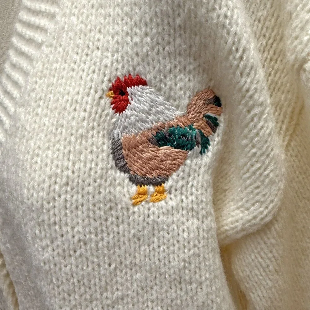 Embroidered Chicken Cardigan Sweater - Picture 4 of 10